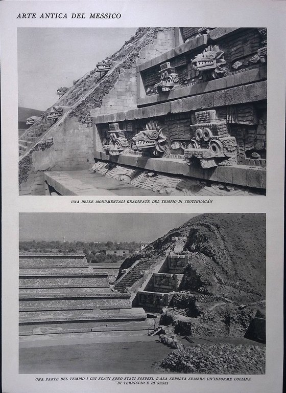 Stampa del 1928 Arte Antica del Messico Piramidi Sole Tempio …