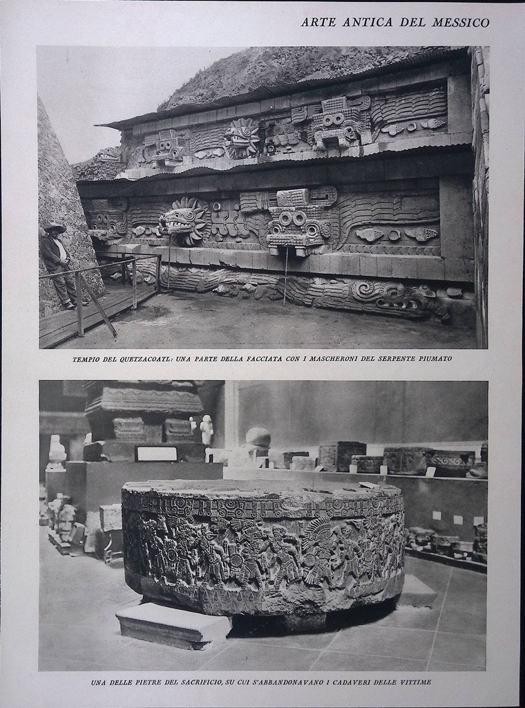 Stampa del 1928 Arte Antica del Messico Tempio Quetzalcoatl Pietre …