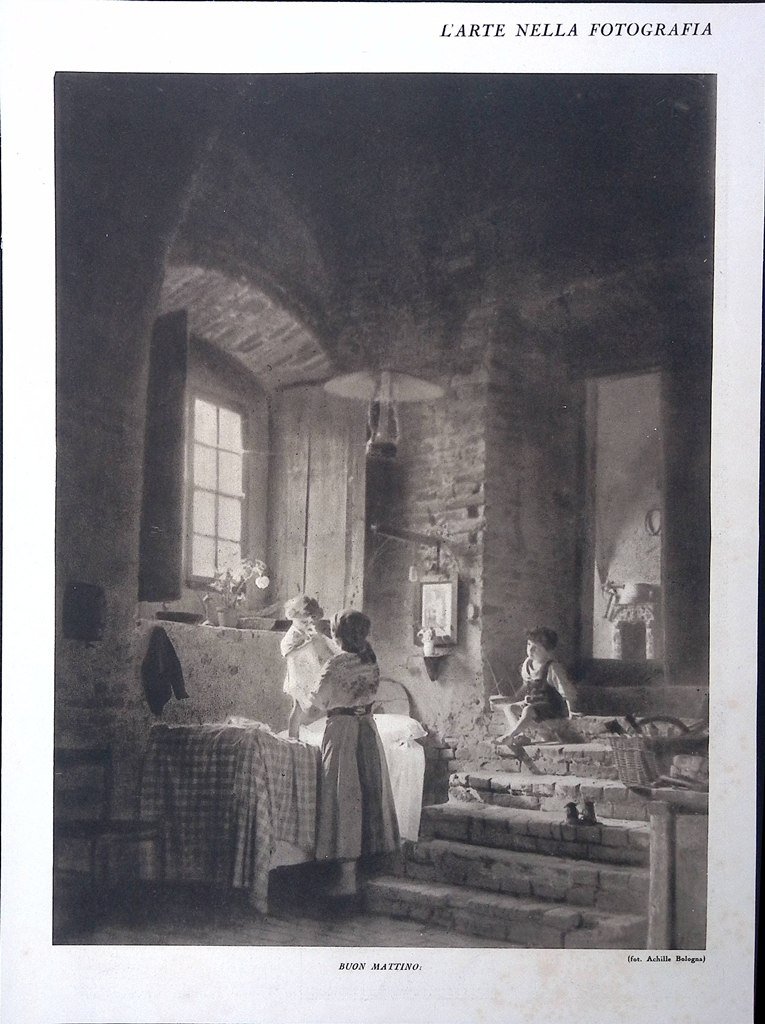 Stampa del 1928 Arte nella Fotografia Mattino Arcolaio Cure Materne