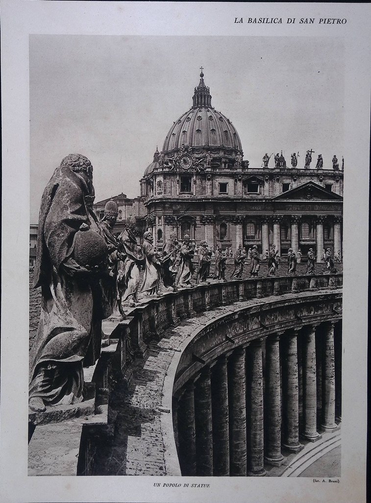 Stampa del 1928 Basilica di San Pietro Popolo Statue Palazzi …