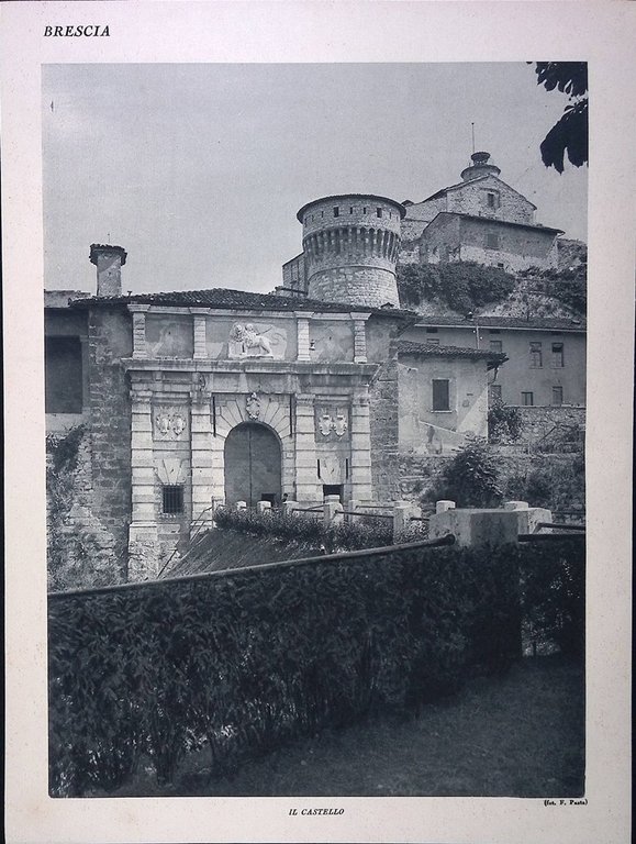 Stampa del 1928 Brescia Panorama da Via del Castello