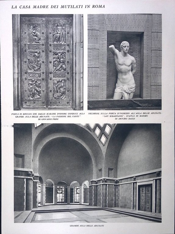 Stampa del 1928 Casa Madre dei Mutilati in Roma Piazza …