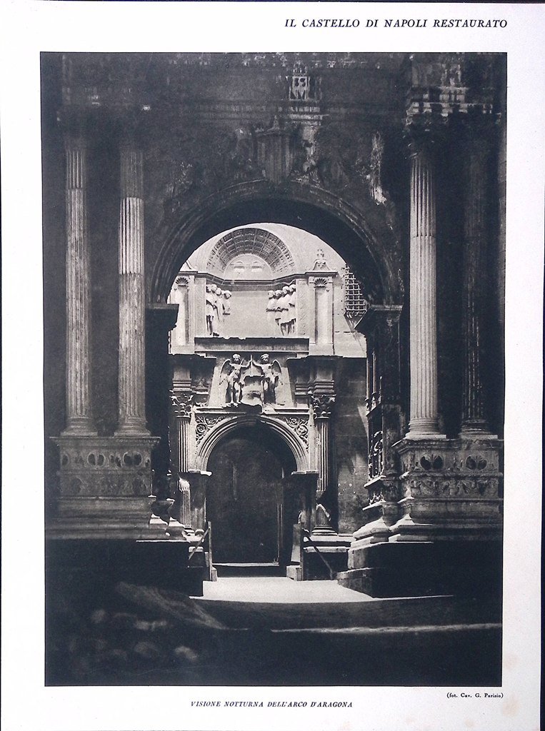 Stampa del 1928 Castello di Napoli Arco d'Aragona Torrioni dopo …