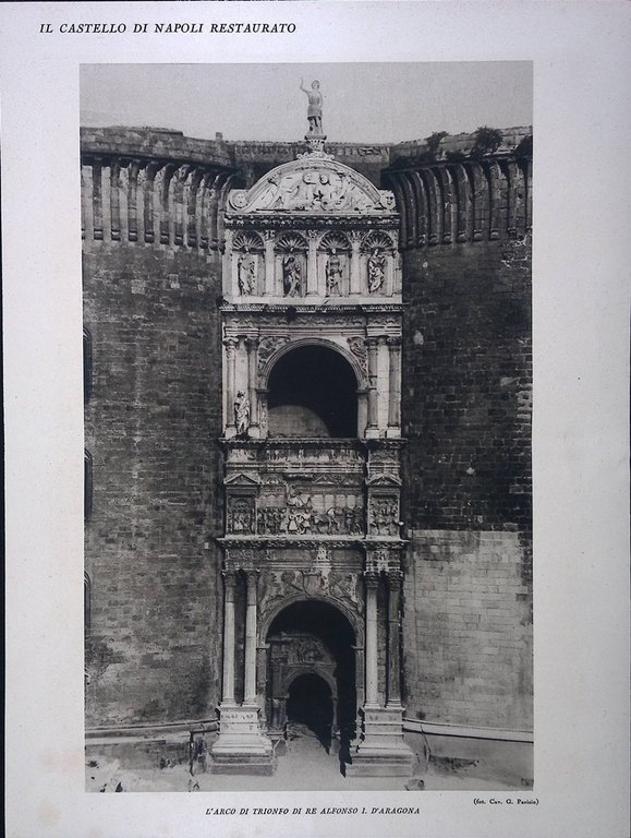 Stampa del 1928 Castello di Napoli Carlo d'Angiò Arco Re …