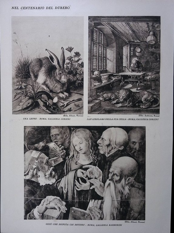 Stampa del 1928 Centenario Albrecht Dürer Ritratto di Sconosciuto Gesù …