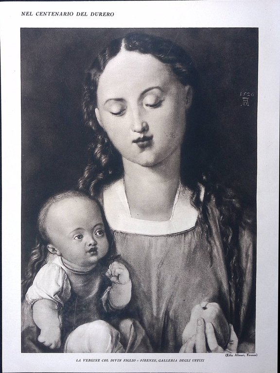 Stampa del 1928 Centenario Albrecht Dürer Vergine Figlio Adorazione dei …