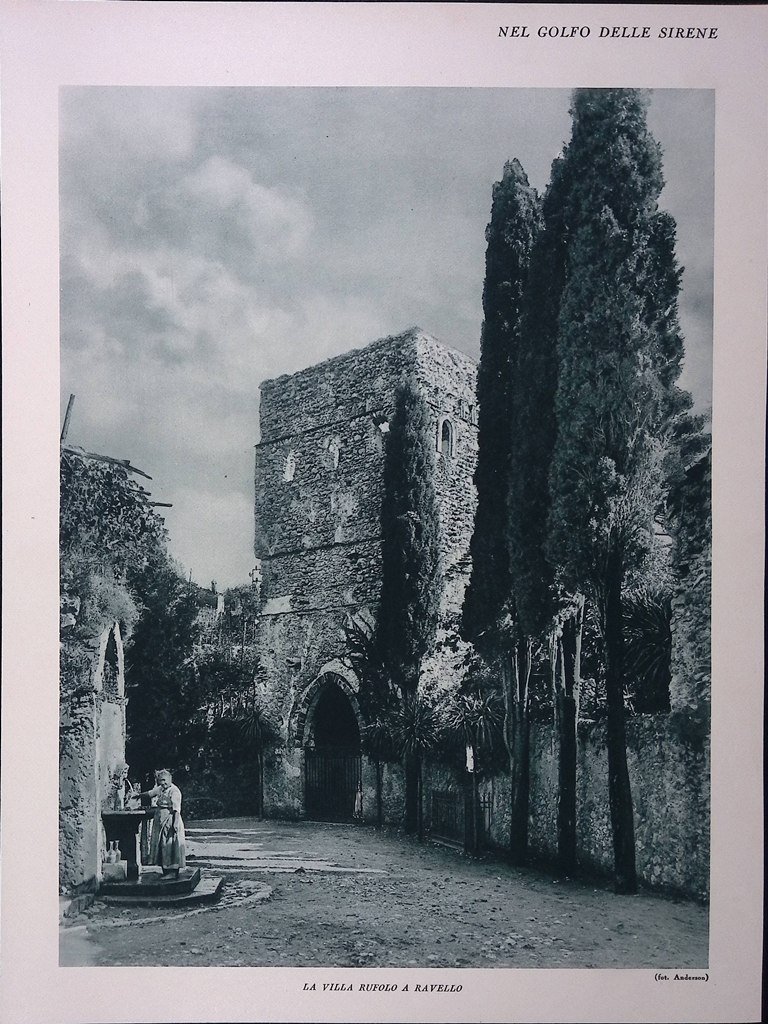 Stampa del 1928 Golfo delle Sirene Villa Rufolo Ravello Riviera …