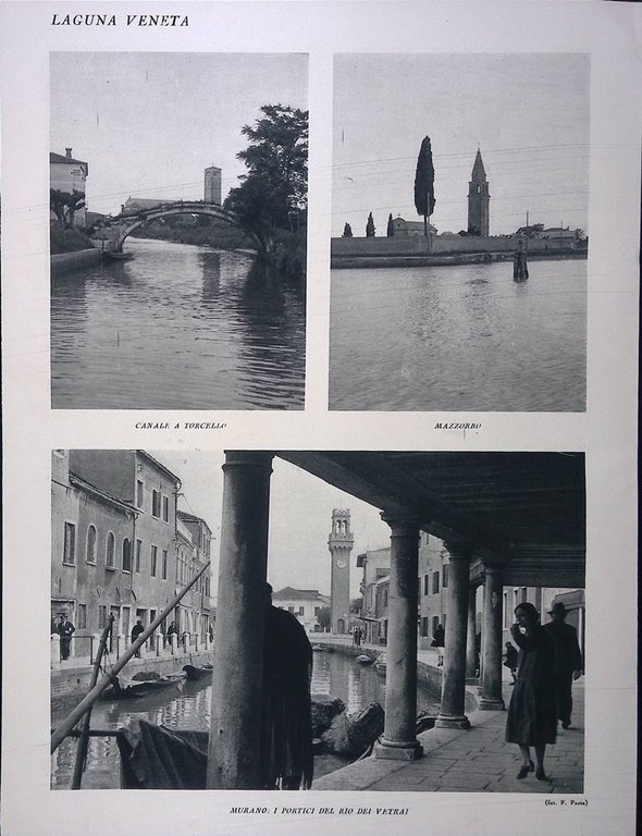 Stampa del 1928 Laguna Veneta Torcello Santa Fosca Mazzorbo Murano …