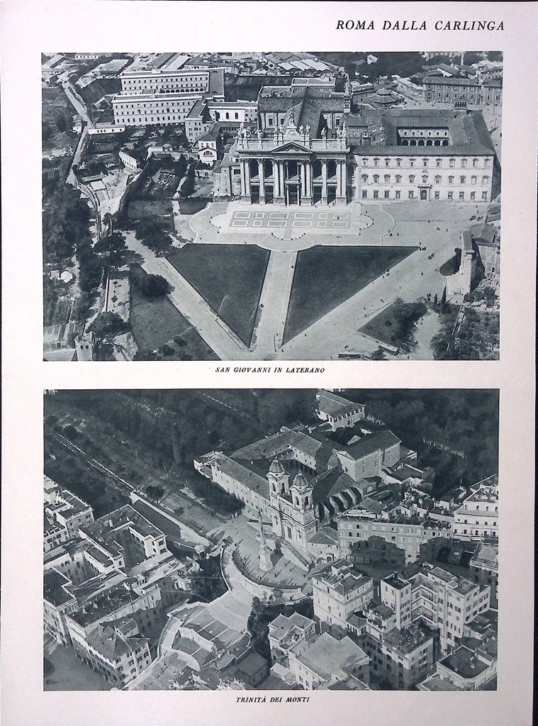 Stampa del 1928 Roma dalla Carlinga San Giovanni Laterano Trinità …