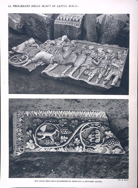 Stampa del 1928 Scavi Leptis Magna Grandiosa Basilica Arco Settimio …