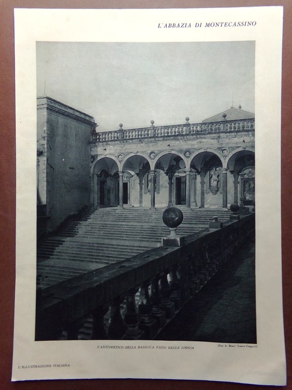 Stampa del 1929 Abbazia di Montecassino Antiportico Chiostro della "Foresteria" | Immagine Gallery 1