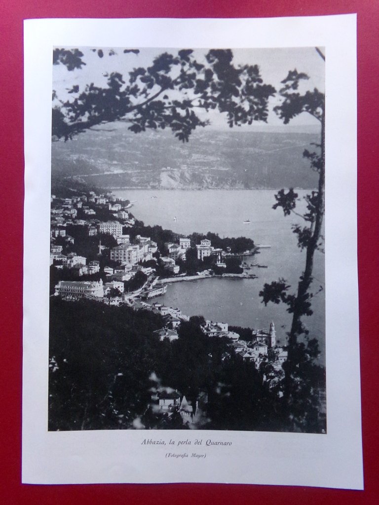 Stampa del 1929 Abbazia la perla del Quarnaro Mayer Opatija