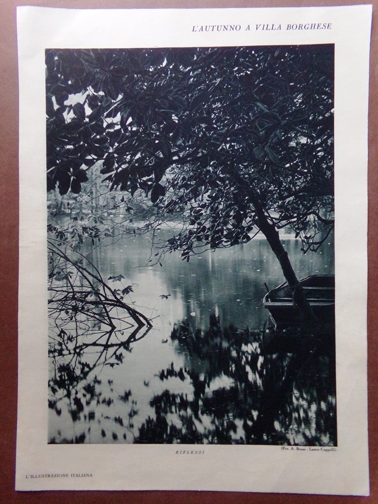 Stampa del 1929 Autunno Villa borghese Riflessi Primi Geli