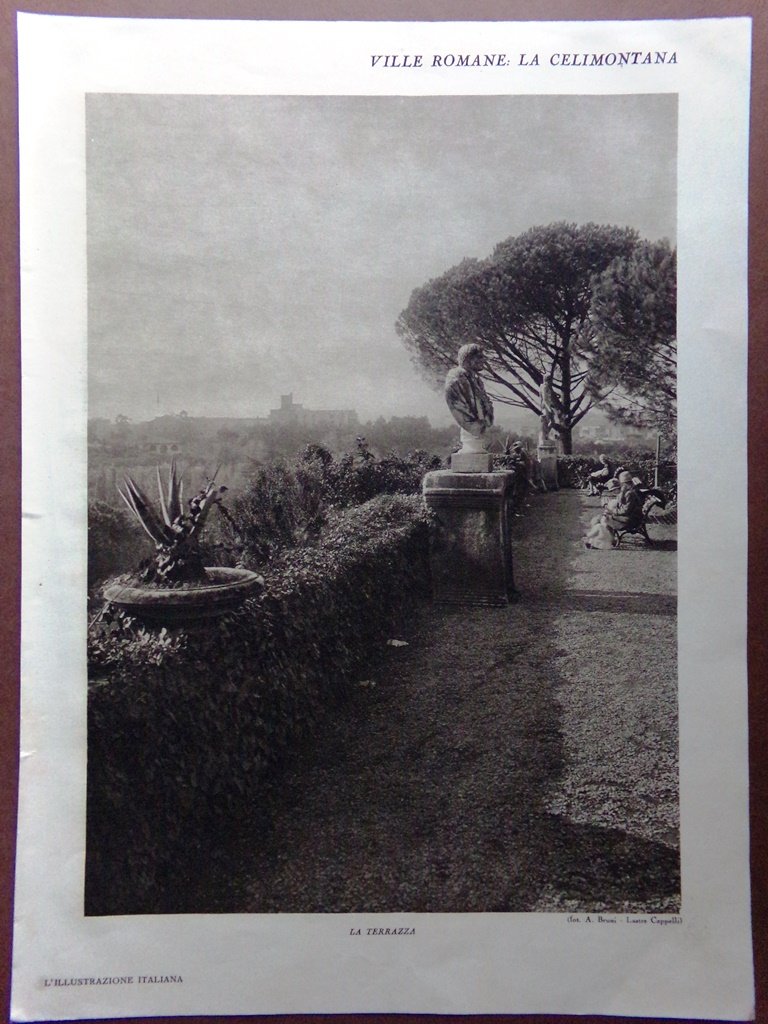 Stampa del 1929 Celimontana Terrazza Viale dei Bossi