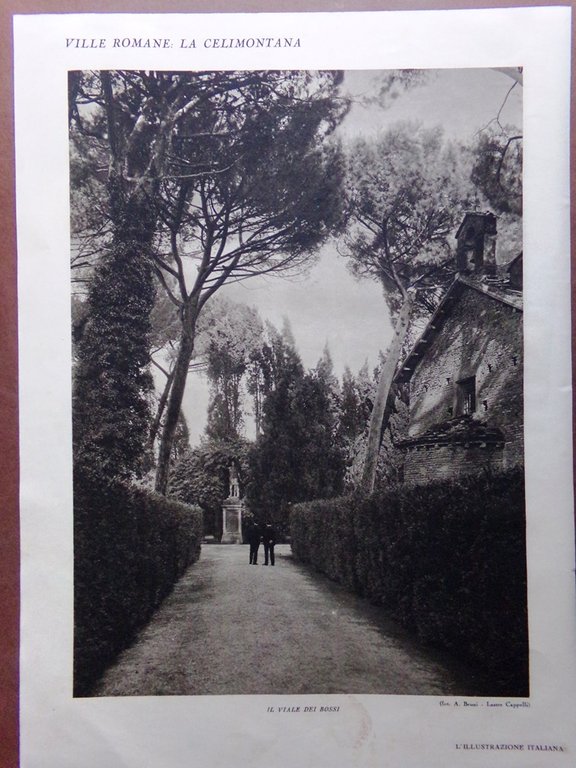 Stampa del 1929 Celimontana Terrazza Viale dei Bossi