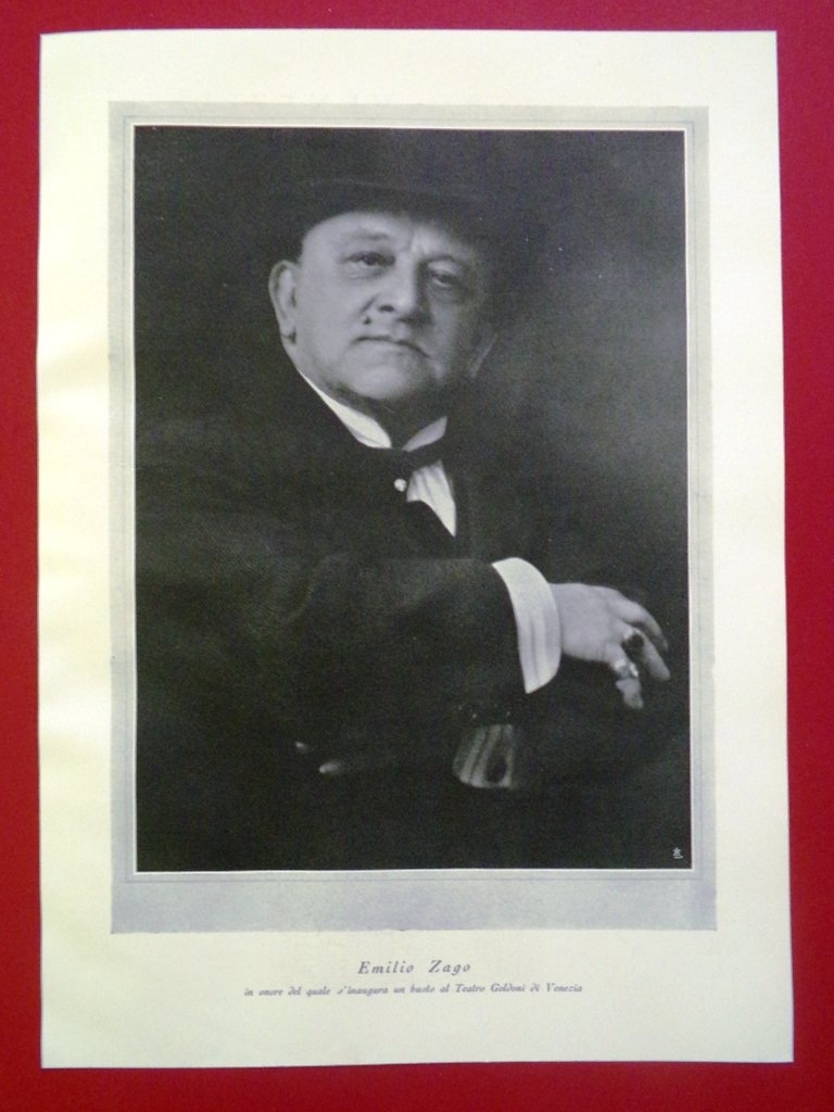 Stampa del 1929 Emilio Zago Attore Regista Teatrale