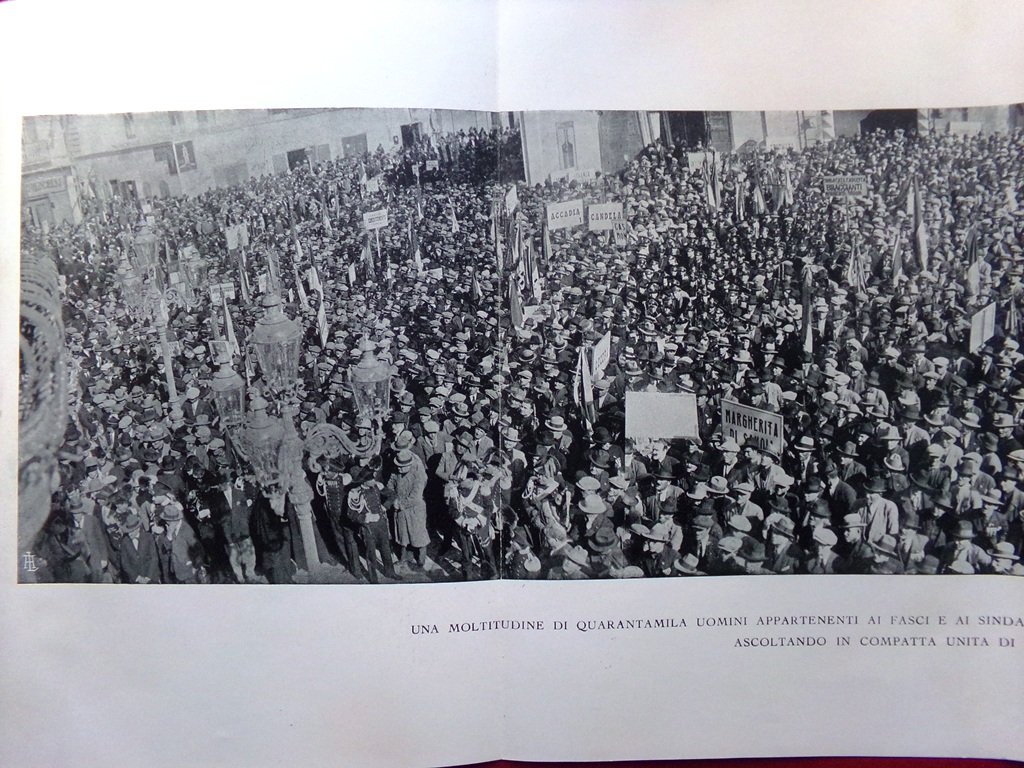 Stampa del 1929 Fasci Sindacati Foggia Anniversario Marcia Roma Rossoni