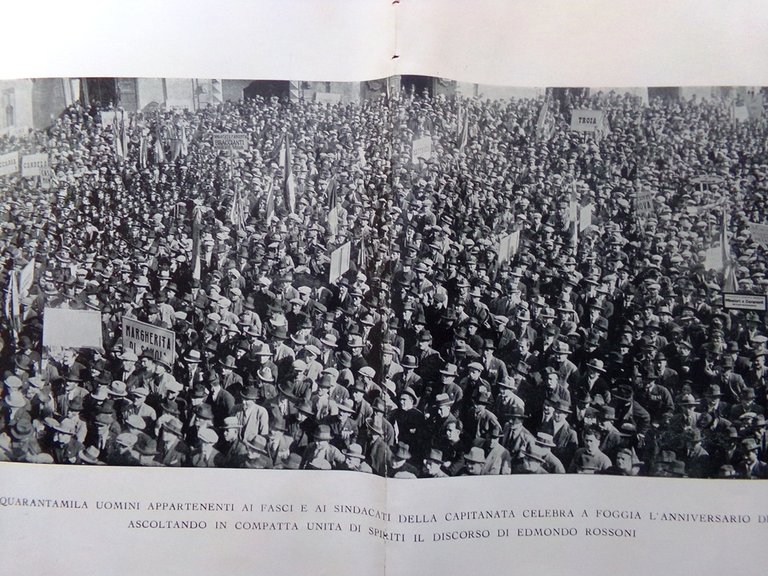 Stampa del 1929 Fasci Sindacati Foggia Anniversario Marcia Roma Rossoni
