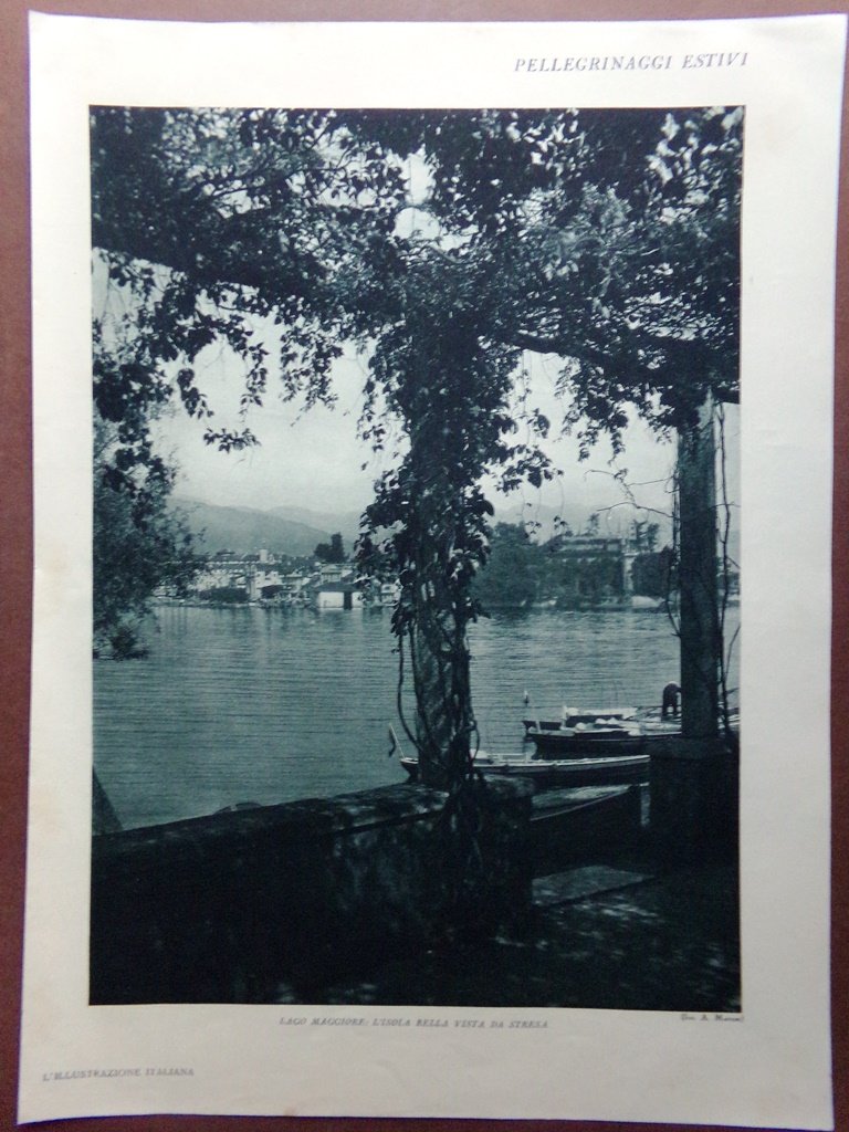 Stampa del 1929 Lago Maggiore Isola Bella Stresa Garda Salò