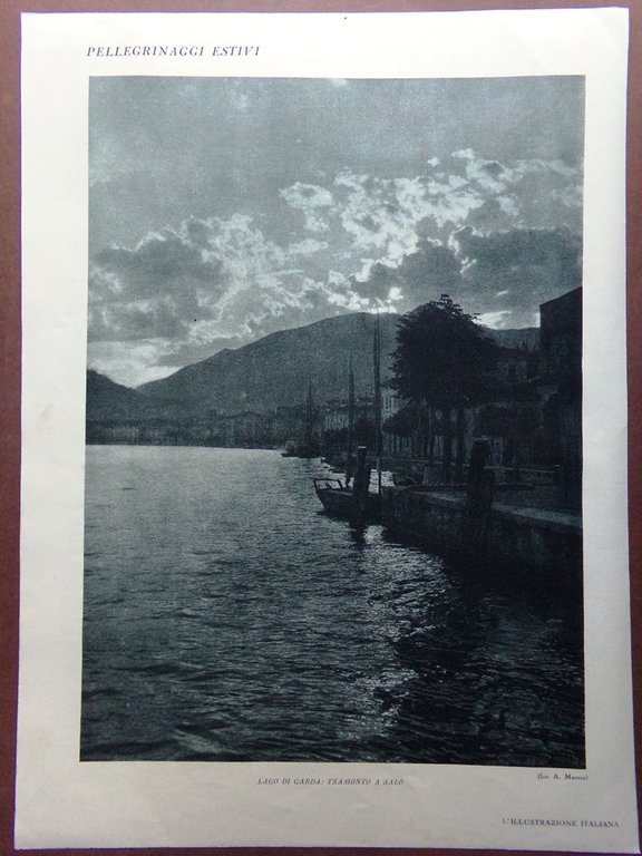 Stampa del 1929 Lago Maggiore Isola Bella Stresa Garda Salò