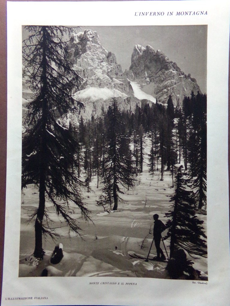 Stampa del 1929 Monte Cristallo Popena Vetta della Marmolada Becco …