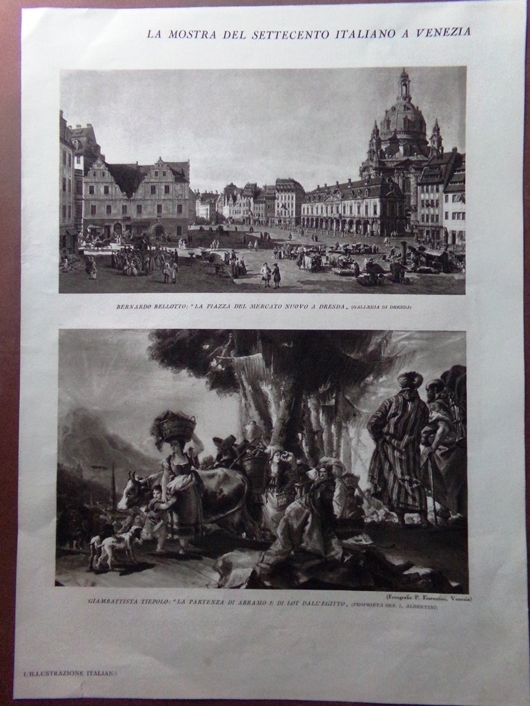 Stampa del 1929 Mostra 700 Venezia Bellotto Tiepolo Zuccarelli