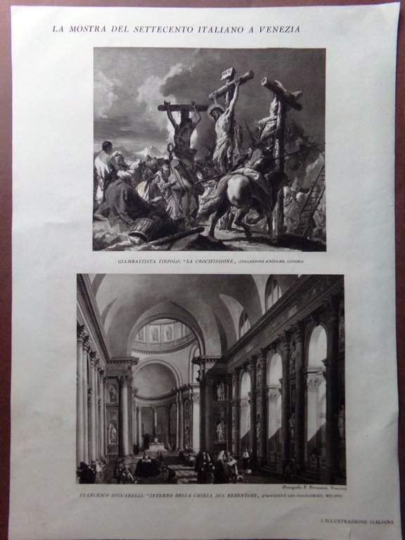 Stampa del 1929 Mostra 700 Venezia Bellotto Tiepolo Zuccarelli