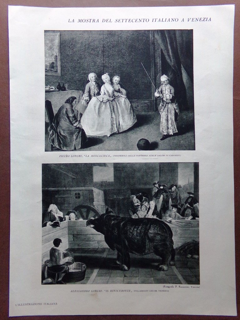 Stampa del 1929 Mostra 700 Venezia Longhi Bellotto Tiepolo Bernini