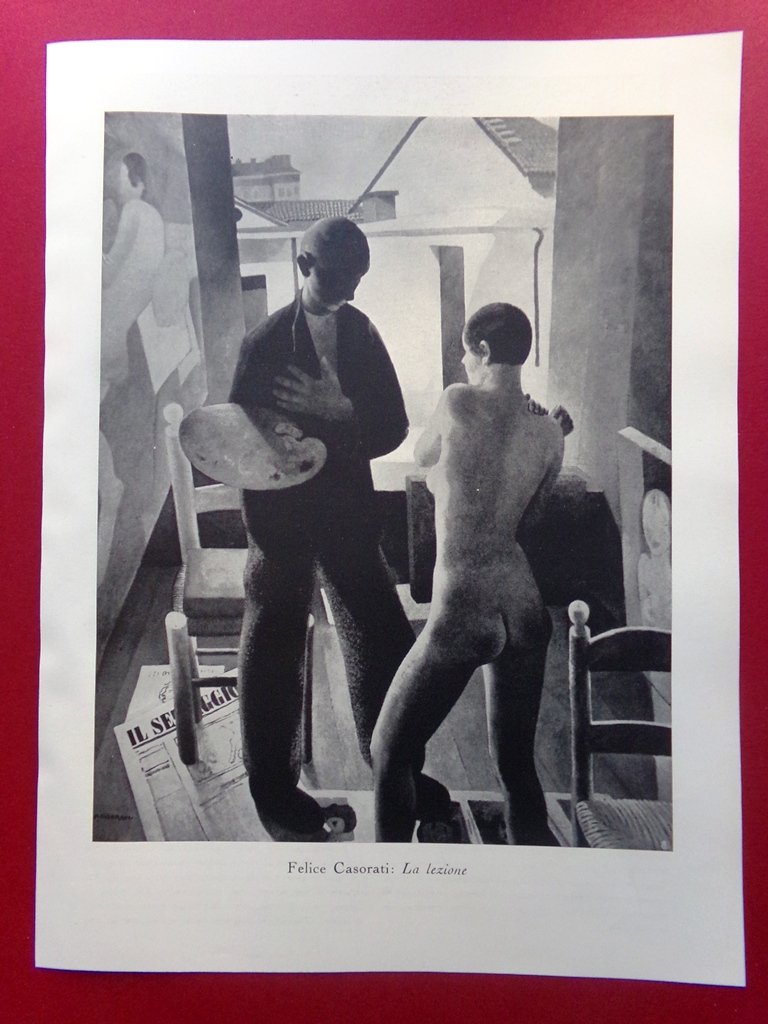 Stampa del 1929 Quadro di Felice Casorati La Lezione