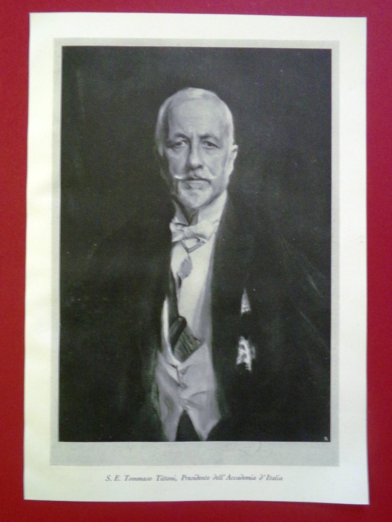 Stampa del 1929 Tommaso Tittoni Presidente Accademia d'Italia