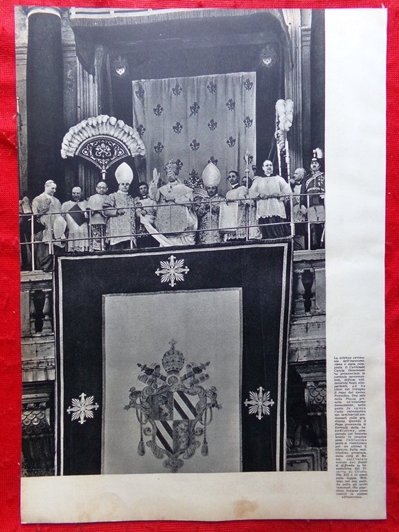 Tavola del 1939 Papa Pio XII Porta Basilica Cerimonia Incoronazione