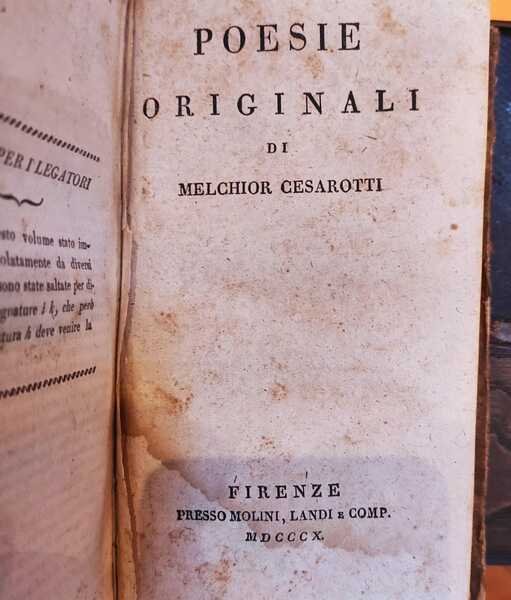 SAGGI SULLA FILOSOFIA DELLE LINGUE E DEL GUSTO+ POESIE ORIGINALI …