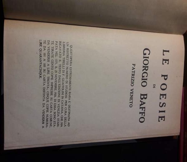 LE POESIE DI GIORGIO BAFFO PATRIZIO VENETO