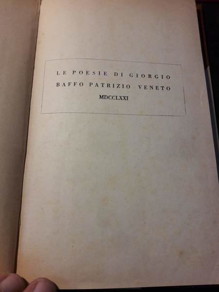 LE POESIE DI GIORGIO BAFFO PATRIZIO VENETO
