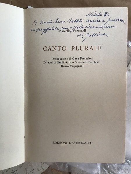 Canto plurale. Introduzione di Geno Pampaloni. Disegni di Emilio Greco, …