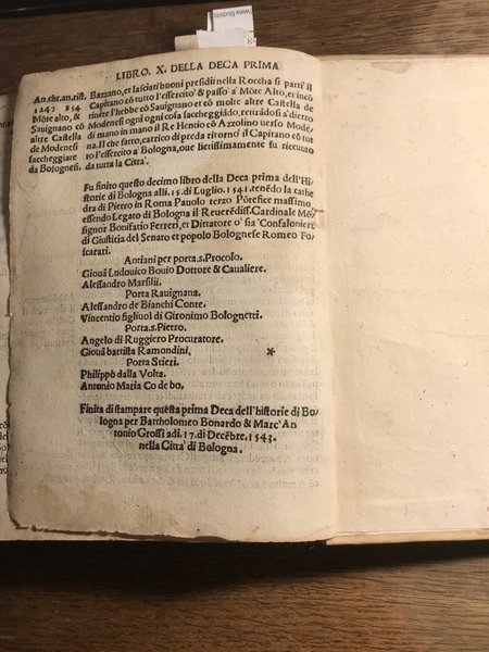 Libro Primo della Deca prima delle Historie di Bologna, di …