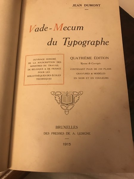 Vale-Mecum du Typograph. Quatrieme edition Revue et Corrigee.