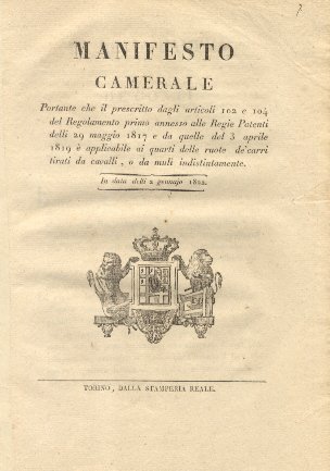 Manifesto Camerale portante che il prescritto dagli articoli 102 e …