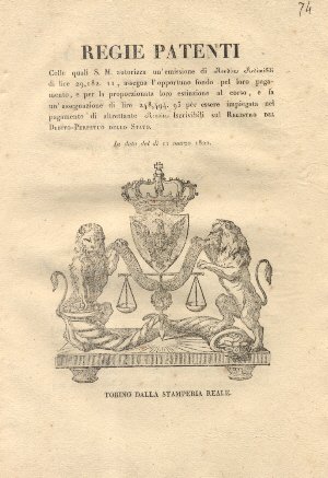 Regie Patenti colle quali S.M. autorizza un'emissione di Rendite Redimibili, …