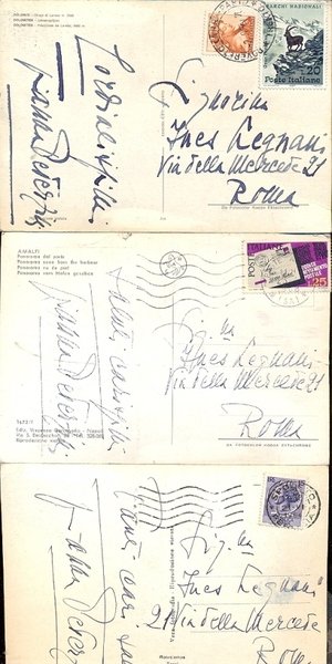 Cartoline illustrate, autografate.