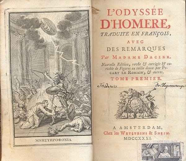 L'Odyssee. Traduite en francois , avec des remarques par Madame …