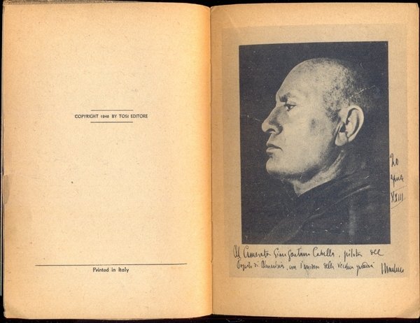 Testamento politico di Mussolini. Dettato, corretto, siglato da lui il …