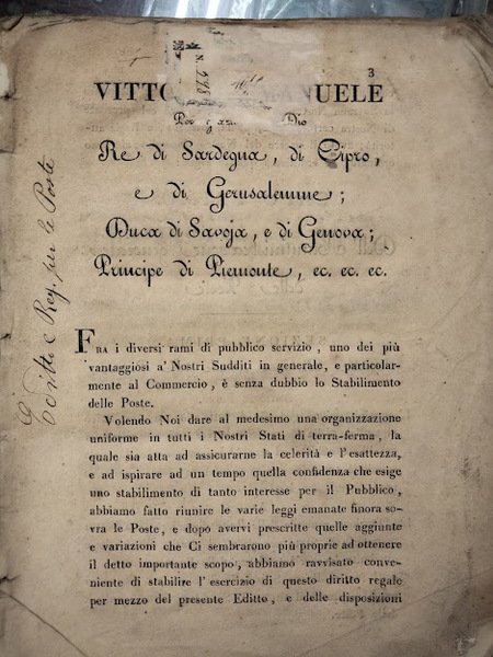 Editto di Vittorio Emanuele nel quale si raccolgono le vecchie …