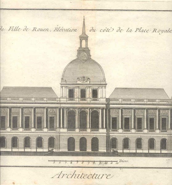 Architecture. Hotel de Ville de Rouen, elevation du cote de …
