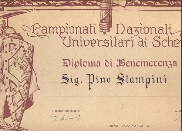 Diploma di Benemerenza rilasciato al Sig. Pino Stampini per i …