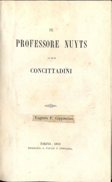 Il Professore Nuyts ai suoi concittadini.