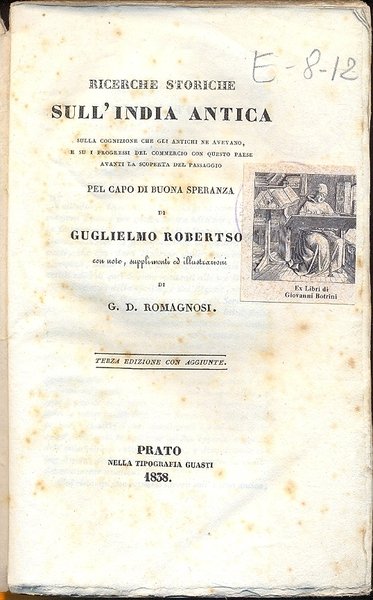 Ricerche storiche sull'India antica. Sulla cognizione che gli antichi ne …
