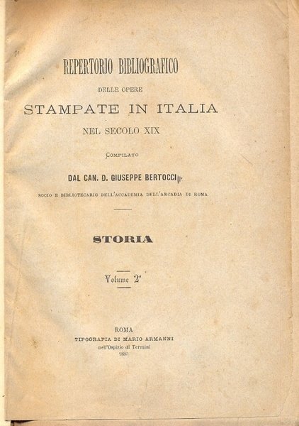 Repertorio bibliografico delle opere stampate in italia nel secolo XIX …