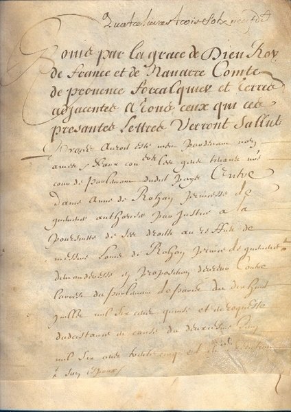 Atto notarile relativo al trasferimento del marchesato della provenza alla …