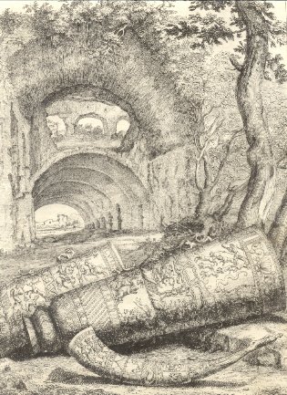 Archi con vasi e corno.